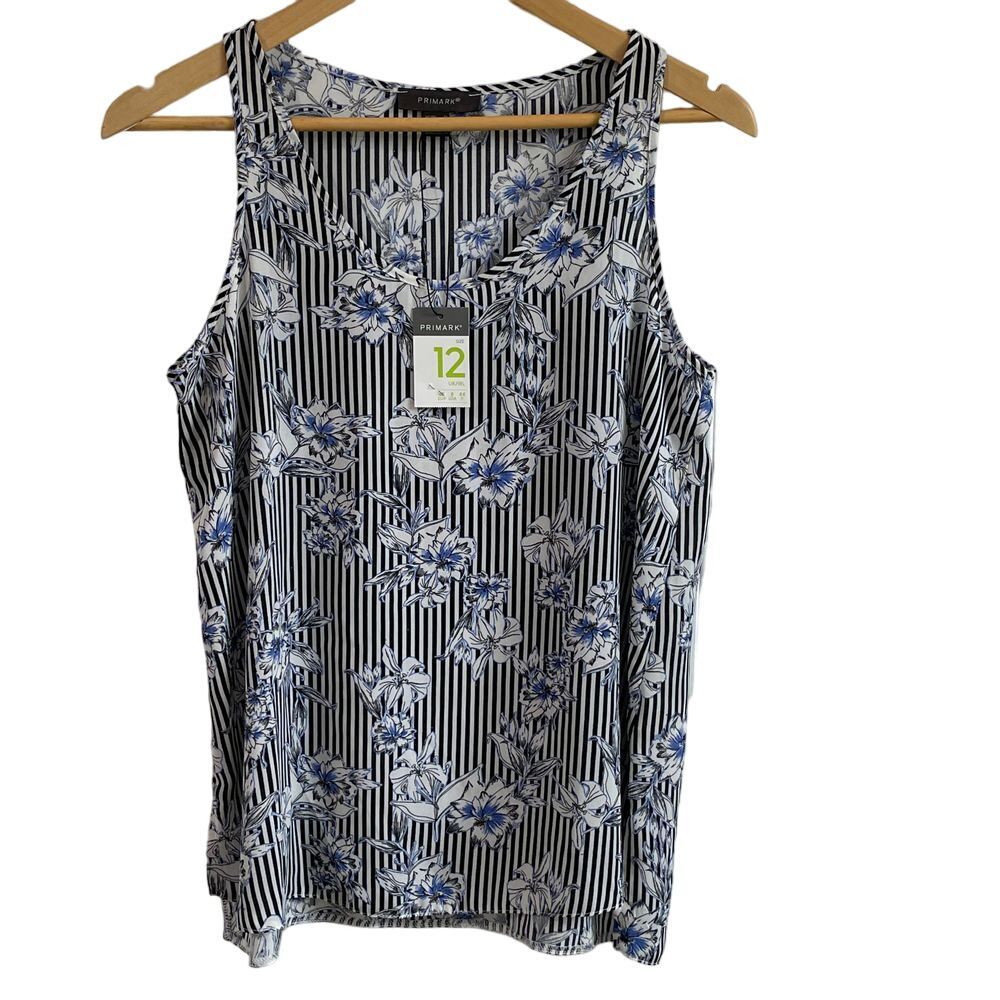 NWT Primark Shirt Womens 8 Striped Floral Tank Top Cottagecore Fairycore